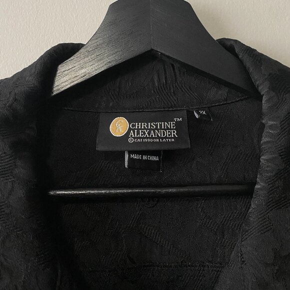 Christine Alexander Cotton Blend Rhinestone Button Black Textured Jacket - Picture 4 of 15